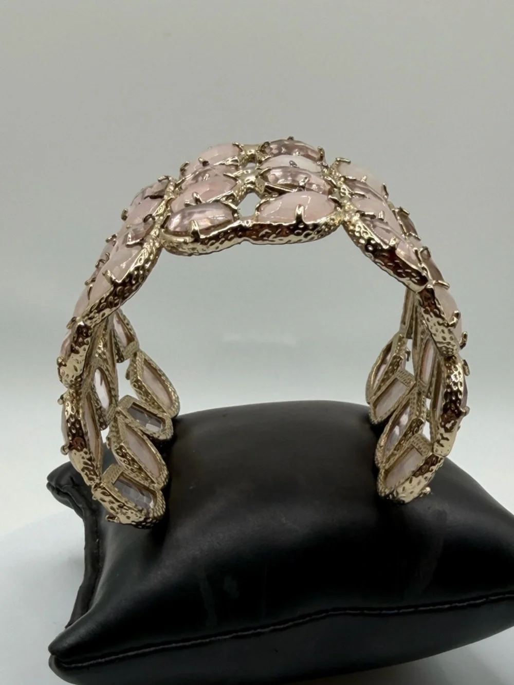 Kendra Scott Vintage Paley Gold Cuff in Rose Quartz and Pink Glass - Picture 9 of 11